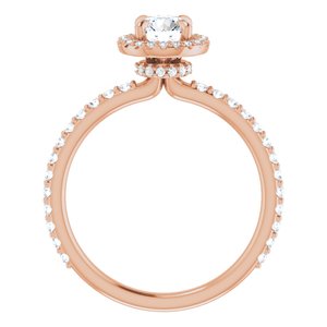 14K Rose 5 mm Round Forever One™ Moissanite & 1/3 CTW Diamond Engagement Ring